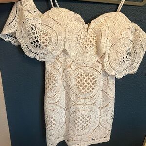 Lulu's Cream Lace Mini Dress